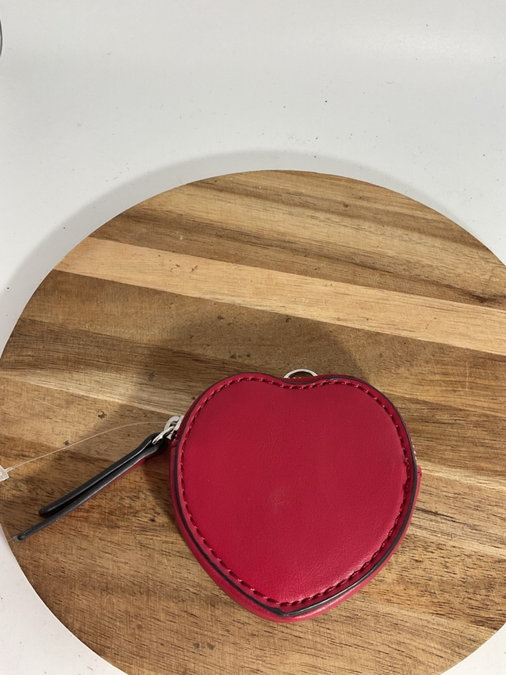 Heart-Shaped Red Leather Coin Purse Wallet